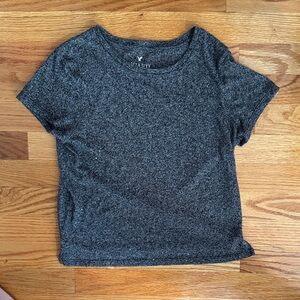American Eagle Charcoal Heather Short Sleeve Top